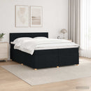 vidaXL Boxspring ágy matraccal fejtámlával Fekete 200 x 200 cm Szövet
