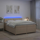 vidaXL Boxspring ágy matraccal Krémszínű 200 x 200 cm Szövet