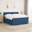vidaXL Boxspring ágy matraccal LED szalagokkal Kék 200 x 200 cm Szövet