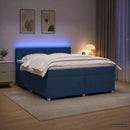 vidaXL Boxspring ágy matraccal LED szalagokkal Kék 200 x 200 cm Szövet