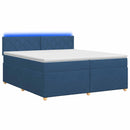 vidaXL Boxspring ágy matraccal LED szalagokkal Kék 200 x 200 cm Szövet