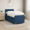 vidaXL Boxspring ágy matraccal LED szalagokkal Kék 90 x 200 cm Szövet