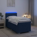vidaXL Boxspring ágy matraccal LED szalagokkal Kék 100 x 200 cm Szövet