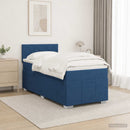 vidaXL Boxspring ágy matraccal LED szalagokkal Kék 90 x 200 cm Szövet