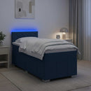 vidaXL Boxspring ágy matraccal LED szalagokkal Kék 100 x 200 cm Szövet