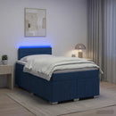 vidaXL Boxspring ágy matraccal LED szalagokkal Kék 120 x 190 cm Szövet