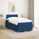 vidaXL Boxspring ágy matraccal LED szalagokkal Kék 120 x 200 cm Szövet