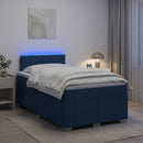 vidaXL Boxspring ágy matraccal LED szalagokkal Kék 120 x 200 cm Szövet