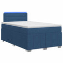 vidaXL Boxspring ágy matraccal LED szalagokkal Kék 120 x 200 cm Szövet