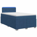 vidaXL Boxspring ágy matraccal LED szalagokkal Kék 120 x 200 cm Szövet