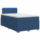 vidaXL Boxspring ágy matraccal LED szalagokkal Kék 120 x 200 cm Szövet