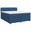 vidaXL Boxspring ágy matraccal LED szalagokkal Kék 160 x 200 cm Szövet