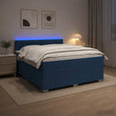 vidaXL Boxspring ágy matraccal LED szalagokkal Kék 160 x 200 cm Szövet