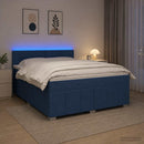 vidaXL Boxspring ágy matraccal LED szalagokkal Kék 140 x 190 cm Szövet