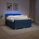 vidaXL Boxspring ágy matraccal LED szalagokkal Kék 160 x 200 cm Szövet
