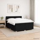 vidaXL Boxspring ágy matraccal fejtámlával Fekete 200 x 200 cm Szövet