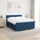 vidaXL Boxspring ágy matraccal LED szalagokkal Kék 200 x 200 cm Szövet
