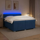 vidaXL Boxspring ágy matraccal LED szalagokkal Kék 200 x 200 cm Szövet