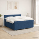vidaXL Boxspring ágy matraccal LED szalagokkal Kék 200 x 200 cm Szövet