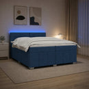 vidaXL Boxspring ágy matraccal LED szalagokkal Kék 200 x 200 cm Szövet