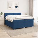 vidaXL Boxspring ágy matraccal LED szalagokkal Kék 200 x 200 cm Szövet