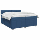 vidaXL Boxspring ágy matraccal LED szalagokkal Kék 200 x 200 cm Szövet