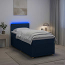 vidaXL Boxspring ágy matraccal LED szalagokkal Kék 100 x 200 cm Szövet
