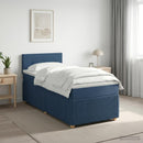 vidaXL Boxspring ágy matraccal LED szalagokkal Kék 100 x 200 cm Szövet
