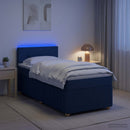 vidaXL Boxspring ágy matraccal LED szalagokkal Kék 100 x 200 cm Szövet
