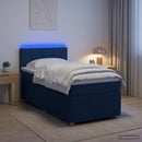 vidaXL Boxspring ágy matraccal LED szalagokkal Kék 90 x 200 cm Szövet