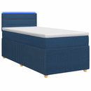 vidaXL Boxspring ágy matraccal LED szalagokkal Kék 90 x 200 cm Szövet