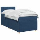 vidaXL Boxspring ágy matraccal LED szalagokkal Kék 90 x 200 cm Szövet