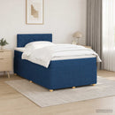 vidaXL Boxspring ágy matraccal LED szalagokkal Kék 120 x 190 cm Szövet