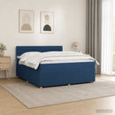 vidaXL Boxspring ágy matraccal LED szalagokkal Kék 180 x 200 cm Szövet