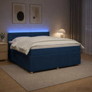 vidaXL Boxspring ágy matraccal LED szalagokkal Kék 180 x 200 cm Szövet