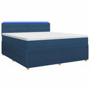 vidaXL Boxspring ágy matraccal LED szalagokkal Kék 180 x 200 cm Szövet