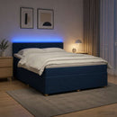 vidaXL Boxspring ágy matraccal LED szalagokkal Kék 160 x 200 cm Szövet