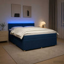 vidaXL Boxspring ágy matraccal LED szalagokkal Kék 160 x 200 cm Szövet