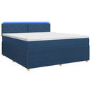 vidaXL Boxspring ágy matraccal LED szalagokkal Kék 180 x 200 cm Szövet
