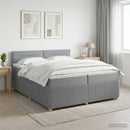 vidaXL Boxspring ágy matraccal Világosszürke 200 x 200 cm Szövet