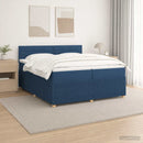 vidaXL Boxspring ágy matraccal LED szalagokkal Kék 200 x 200 cm Szövet