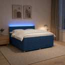 vidaXL Boxspring ágy matraccal LED szalagokkal Kék 200 x 200 cm Szövet