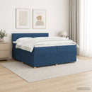 vidaXL Boxspring ágy matraccal LED szalagokkal Kék 200 x 200 cm Szövet
