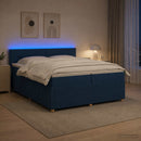 vidaXL Boxspring ágy matraccal LED szalagokkal Kék 200 x 200 cm Szövet