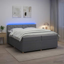 vidaXL Boxspring ágy matraccal Világosszürke 200 x 200 cm Szövet