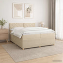 vidaXL Boxspring ágy matraccal Krémszínű 200 x 200 cm Szövet