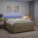 vidaXL Boxspring ágy matraccal Krémszínű 200 x 200 cm Szövet
