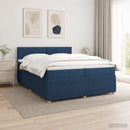 vidaXL Boxspring ágy matraccal LED szalagokkal Kék 200 x 200 cm Szövet