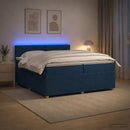vidaXL Boxspring ágy matraccal LED szalagokkal Kék 200 x 200 cm Szövet