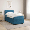 vidaXL Boxspring ágy matraccal LED szalagokkal Kék 80 x 200 cm Bársony